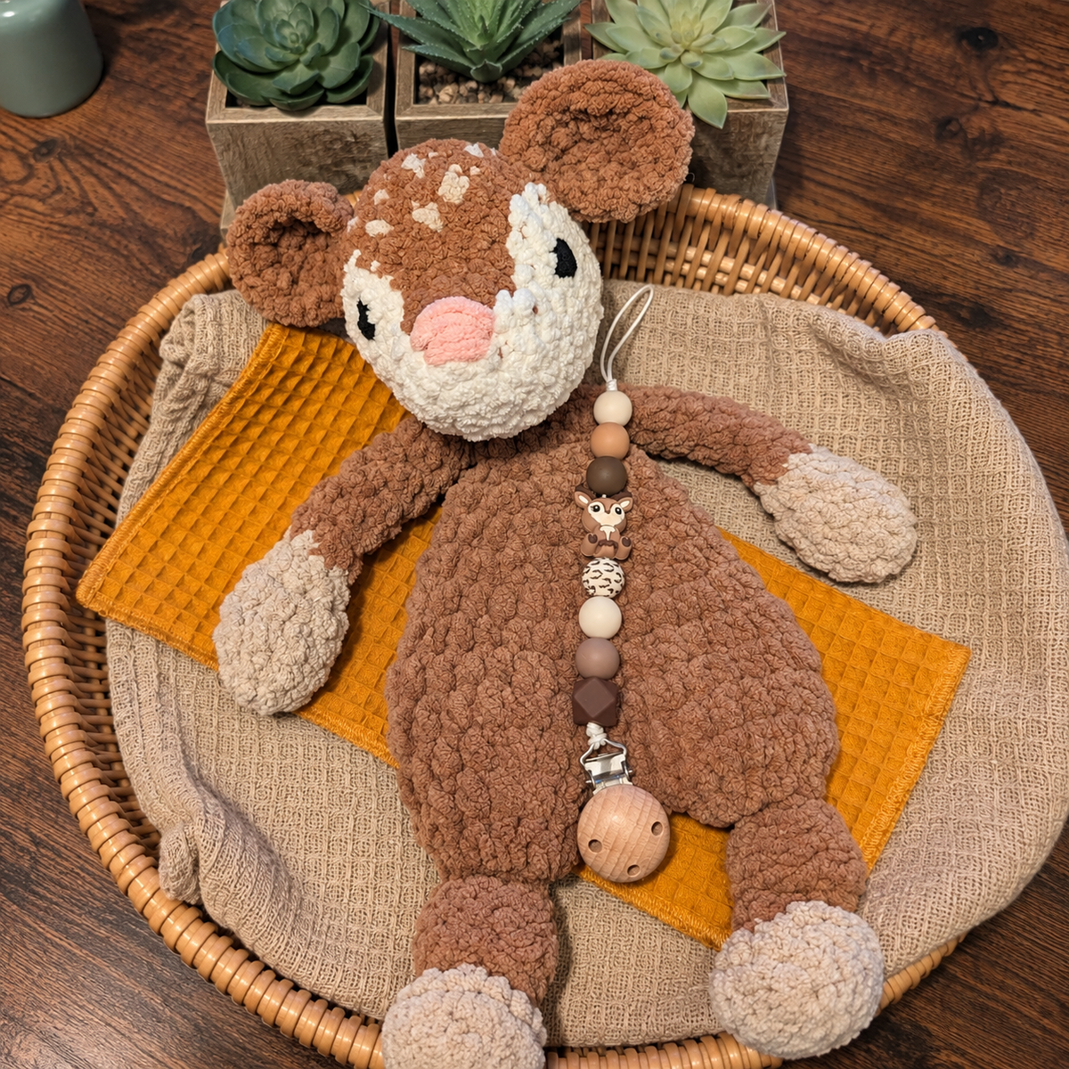 Felicity Fawn Crochet Lovie & Matching Clip 🦌