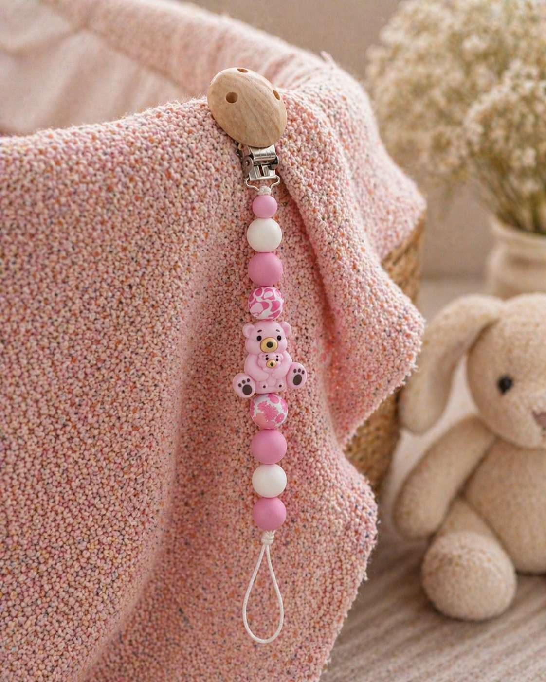 Blush Bear Dummy Clip 🧸💗