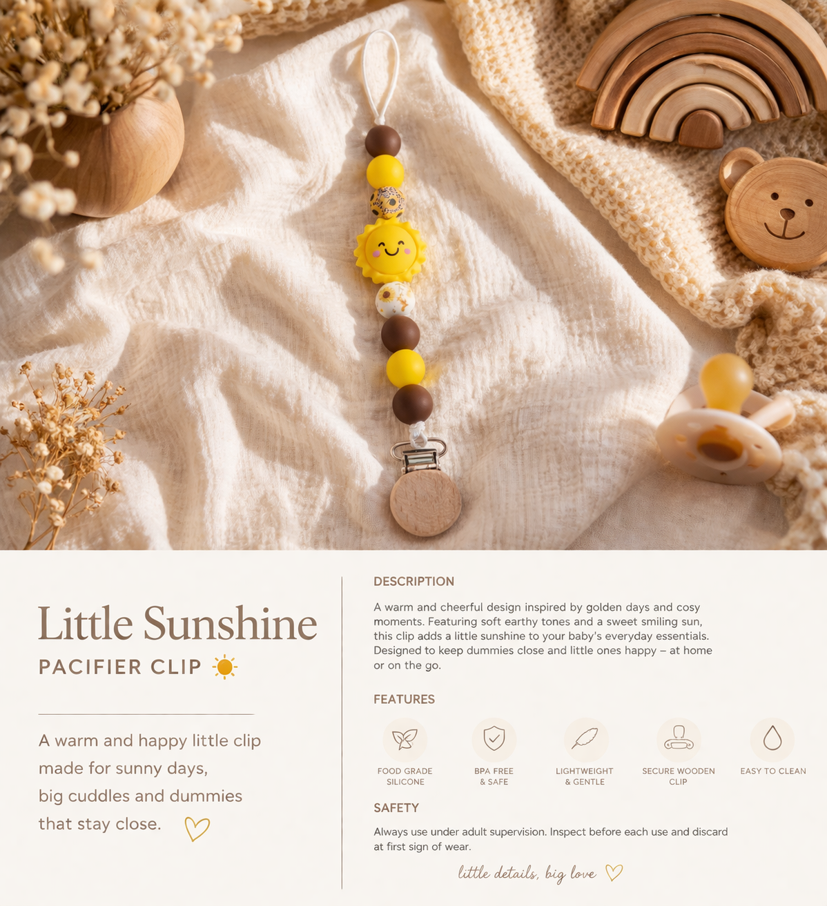 Little Sunshine Pacifier Clip 🌞