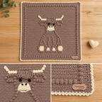 Crochet Blanket & Matching Clip 🐮🤎